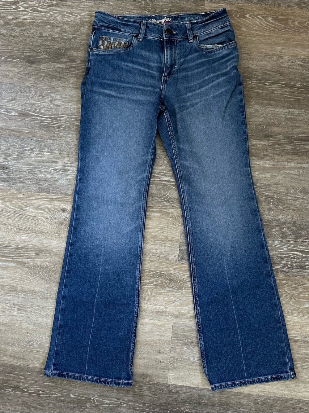 Women’s wrangler embroidered pockets boot jeans Sz 29x30 - Picture 2 of 7